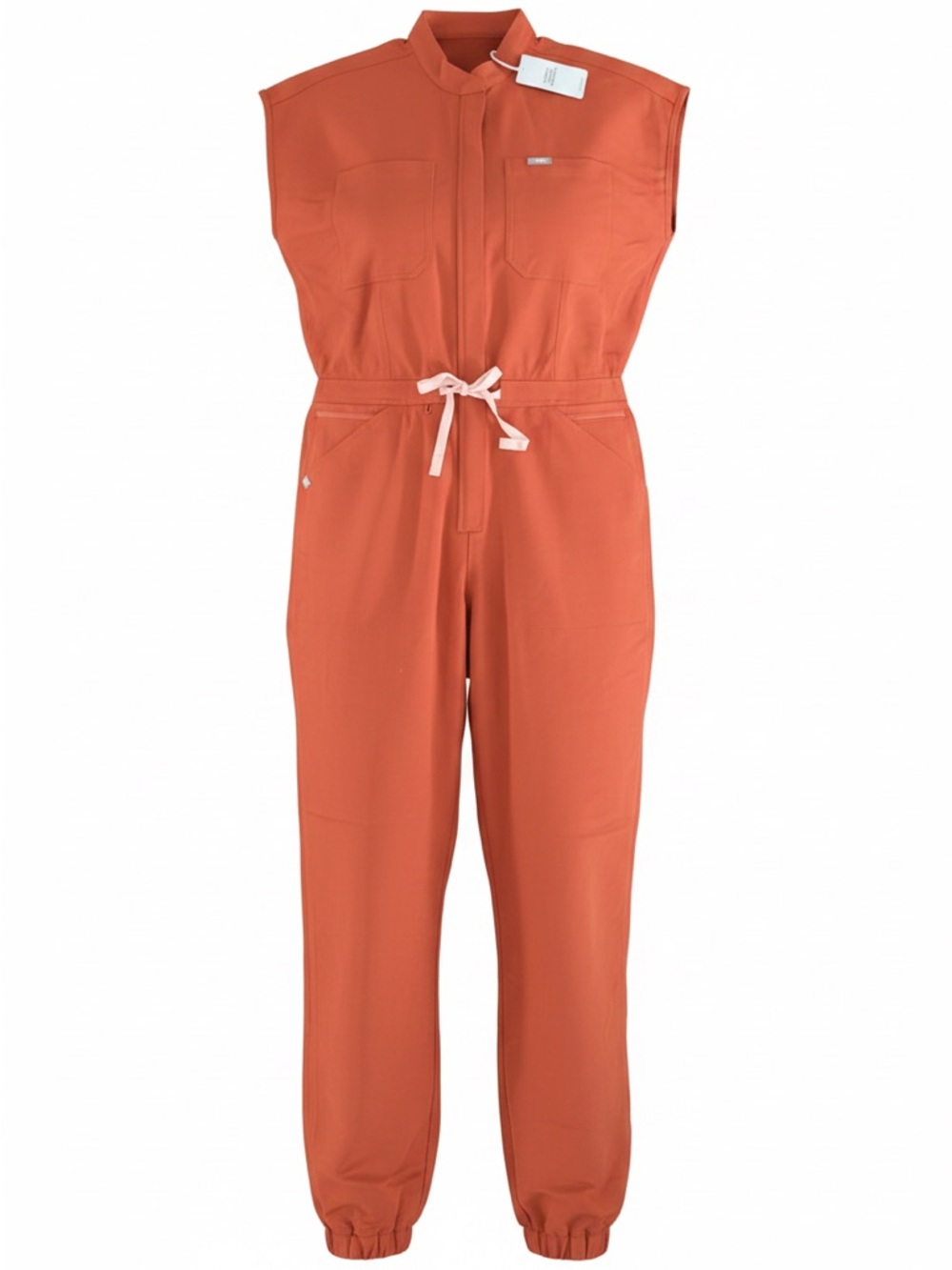 Figs Women’s Terracotta Rafaela Cargo Scrub Jumpsuit with Drawstring Size Large